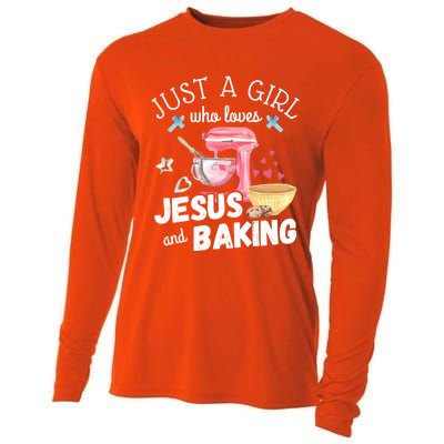 Just A Who Loves Jesus And Baking Funny Christian Great Gift Cooling Performance Long Sleeve Crew