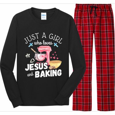 Just A Who Loves Jesus And Baking Funny Christian Great Gift Long Sleeve Pajama Set