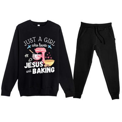 Just A Who Loves Jesus And Baking Funny Christian Great Gift Premium Crewneck Sweatsuit Set