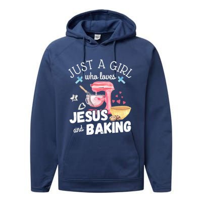 Just A Who Loves Jesus And Baking Funny Christian Great Gift Performance Fleece Hoodie