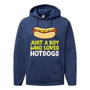 Just A Who Loves Hot Dogs Funny Hot Dog Performance Fleece Hoodie