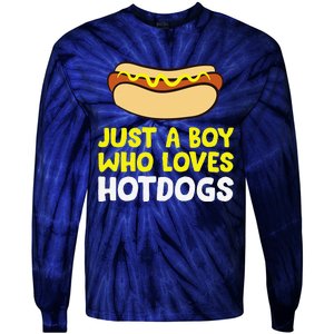 Just A Who Loves Hot Dogs Funny Hot Dog Tie-Dye Long Sleeve Shirt