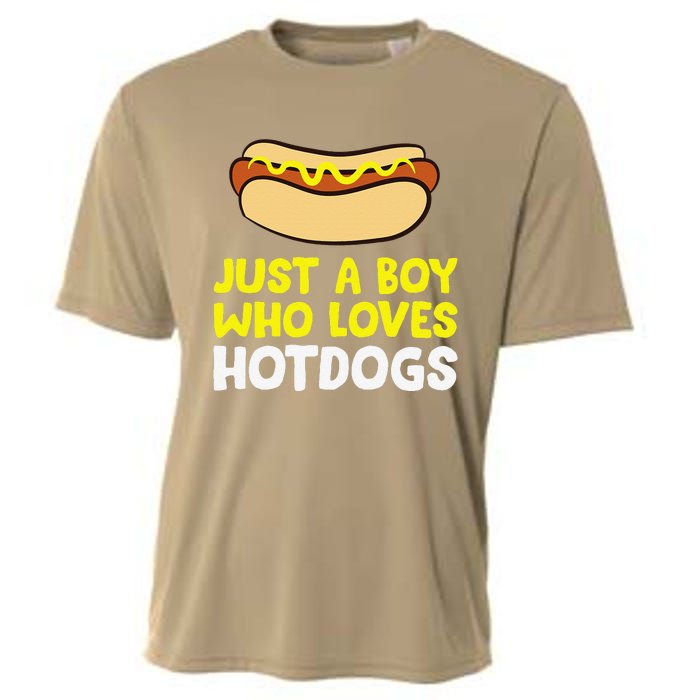 Just A Who Loves Hot Dogs Funny Hot Dog Cooling Performance Crew T-Shirt