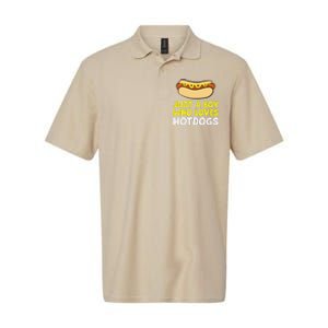 Just A Who Loves Hot Dogs Funny Hot Dog Softstyle Adult Sport Polo