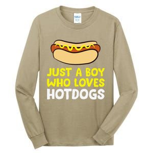 Just A Who Loves Hot Dogs Funny Hot Dog Tall Long Sleeve T-Shirt