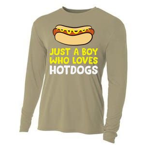 Just A Who Loves Hot Dogs Funny Hot Dog Cooling Performance Long Sleeve Crew