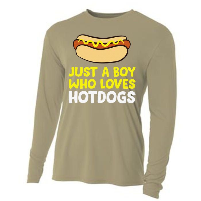 Just A Who Loves Hot Dogs Funny Hot Dog Cooling Performance Long Sleeve Crew