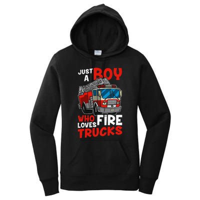 Just A  Who Loves Fire Trucks Women's Pullover Hoodie