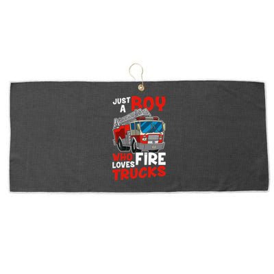 Just A  Who Loves Fire Trucks Large Microfiber Waffle Golf Towel