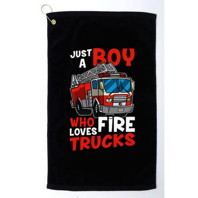 Just A  Who Loves Fire Trucks Platinum Collection Golf Towel