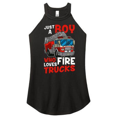 Just A  Who Loves Fire Trucks Women’s Perfect Tri Rocker Tank