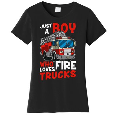 Just A  Who Loves Fire Trucks Women's T-Shirt