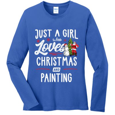 Just A Who Loves Christmas And Painting Gift Gift Ladies Long Sleeve Shirt