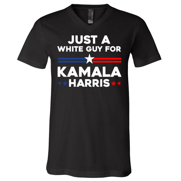 Just A White Guy For Kamala Harris 2024 President Election V-Neck T-Shirt