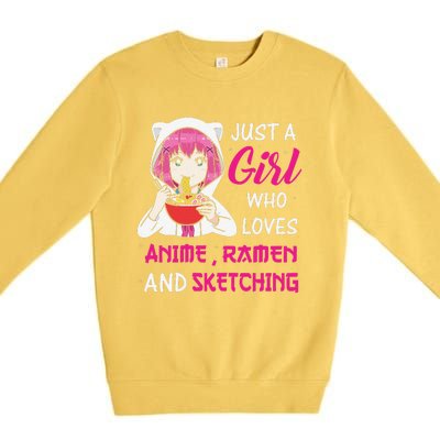 Just A  Who Loves Anime Ra And Sketching Premium Crewneck Sweatshirt