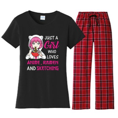 Just A  Who Loves Anime Ra And Sketching Women's Flannel Pajama Set