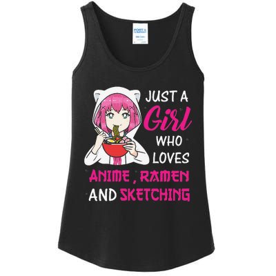 Just A  Who Loves Anime Ra And Sketching Ladies Essential Tank