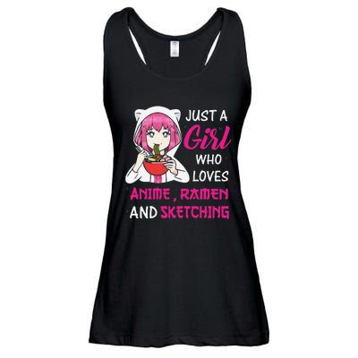 Just A  Who Loves Anime Ra And Sketching Ladies Essential Flowy Tank