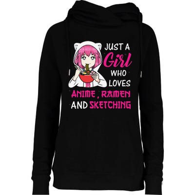 Just A  Who Loves Anime Ra And Sketching Womens Funnel Neck Pullover Hood