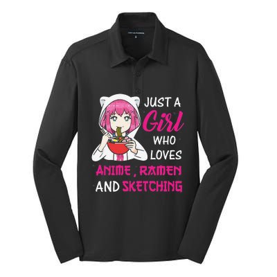 Just A  Who Loves Anime Ra And Sketching Silk Touch Performance Long Sleeve Polo