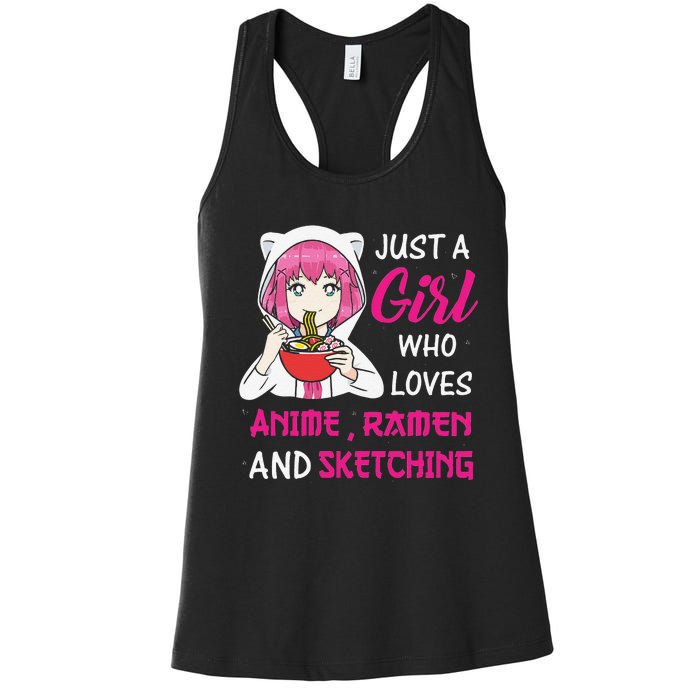 Just A  Who Loves Anime Ra And Sketching Women's Racerback Tank