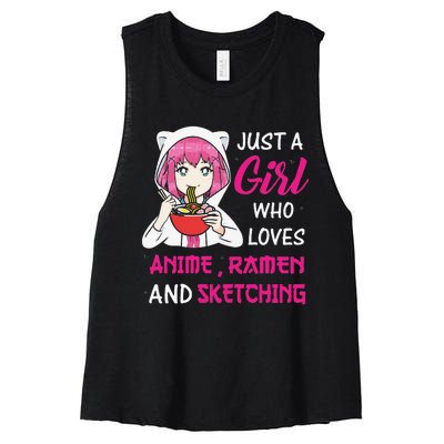 Just A  Who Loves Anime Ra And Sketching Women's Racerback Cropped Tank