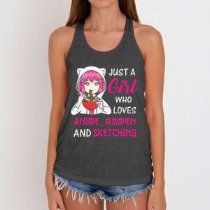 Just A  Who Loves Anime Ra And Sketching Women's Knotted Racerback Tank