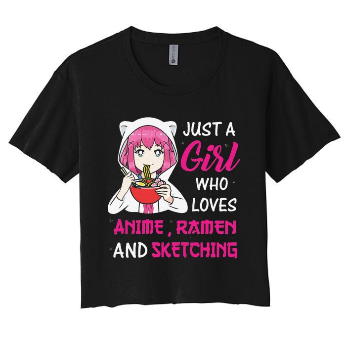 Just A  Who Loves Anime Ra And Sketching Women's Crop Top Tee