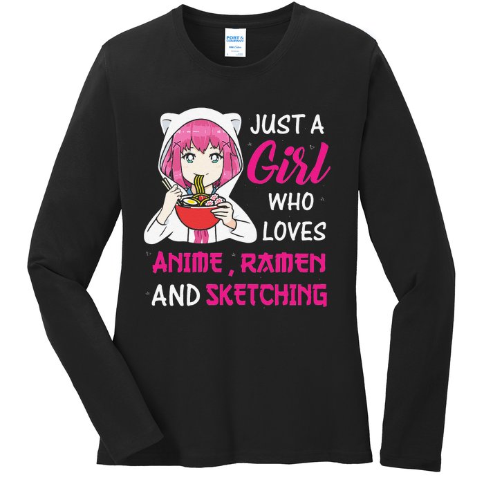 Just A  Who Loves Anime Ra And Sketching Ladies Long Sleeve Shirt