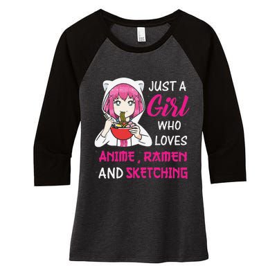 Just A  Who Loves Anime Ra And Sketching Women's Tri-Blend 3/4-Sleeve Raglan Shirt