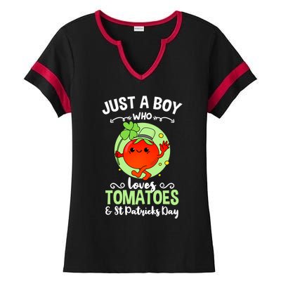 Just A Who Loves Tomatoes And St Patricks Day Vegetable Gift Ladies Halftime Notch Neck Tee