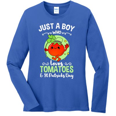 Just A Who Loves Tomatoes And St Patricks Day Vegetable Gift Ladies Long Sleeve Shirt