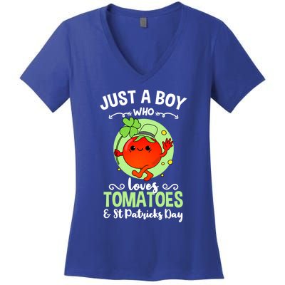 Just A Who Loves Tomatoes And St Patricks Day Vegetable Gift Women's V-Neck T-Shirt