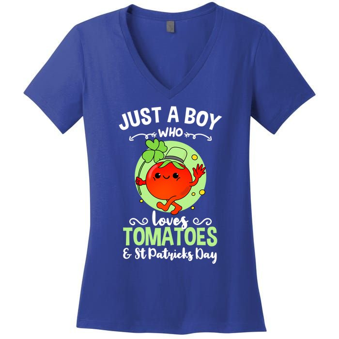 Just A Who Loves Tomatoes And St Patricks Day Vegetable Gift Women's V-Neck T-Shirt