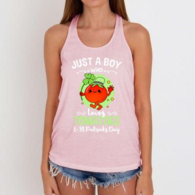 Just A Who Loves Tomatoes And St Patricks Day Vegetable Gift Women's Knotted Racerback Tank