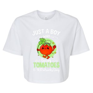 Just A Who Loves Tomatoes And St Patricks Day Vegetable Gift Bella+Canvas Jersey Crop Tee