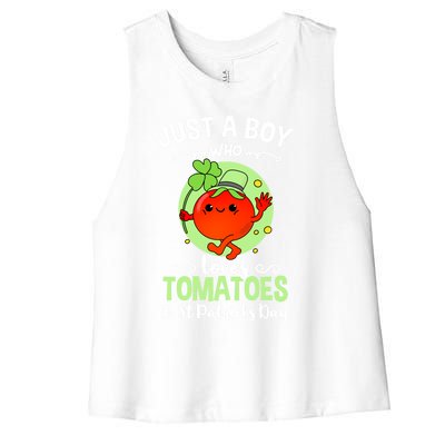 Just A Who Loves Tomatoes And St Patricks Day Vegetable Gift Women's Racerback Cropped Tank