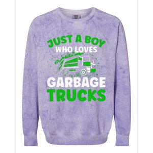 Just A  Who Loves Garbage Trucks Colorblast Crewneck Sweatshirt