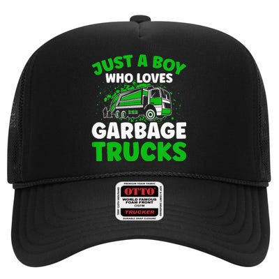 Just A  Who Loves Garbage Trucks High Crown Mesh Back Trucker Hat