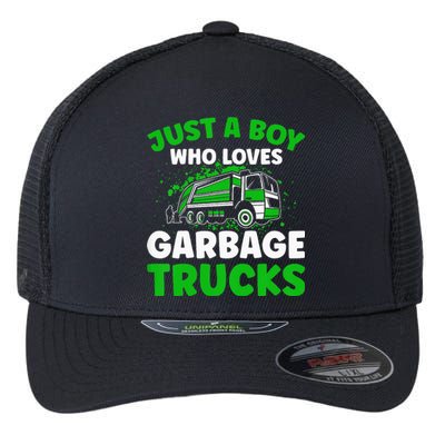 Just A  Who Loves Garbage Trucks Flexfit Unipanel Trucker Cap