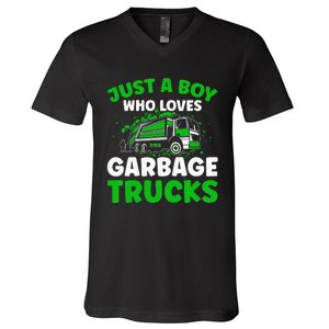 Just A  Who Loves Garbage Trucks V-Neck T-Shirt