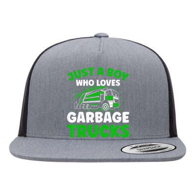 Just A  Who Loves Garbage Trucks Flat Bill Trucker Hat