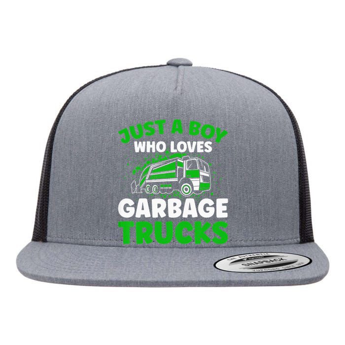 Just A  Who Loves Garbage Trucks Flat Bill Trucker Hat