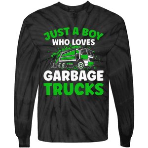 Just A  Who Loves Garbage Trucks Tie-Dye Long Sleeve Shirt