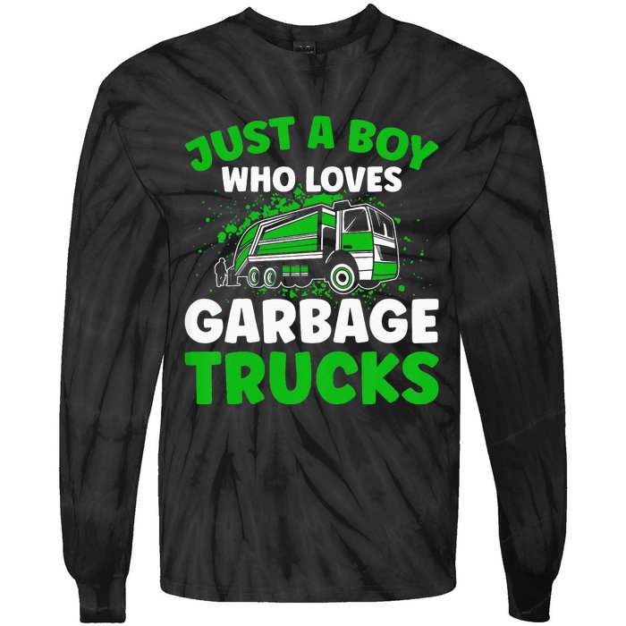 Just A  Who Loves Garbage Trucks Tie-Dye Long Sleeve Shirt