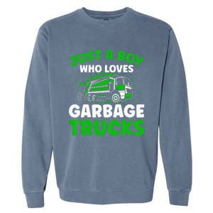 Just A  Who Loves Garbage Trucks Garment-Dyed Sweatshirt