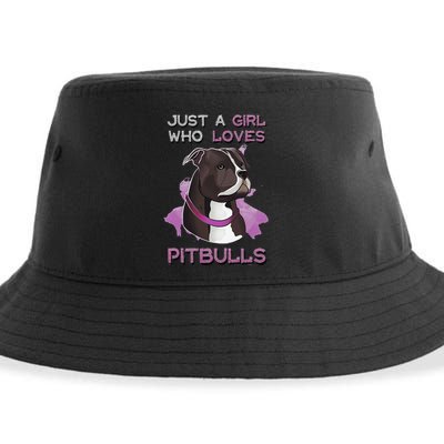 Just A Who Loves Pitbulls Funny Pitbull Dog Owner Quote Sustainable Bucket Hat
