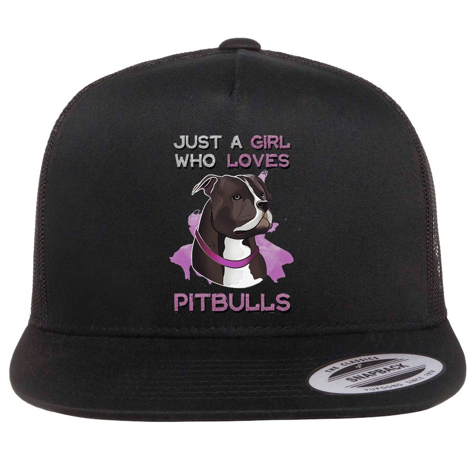 Just A Who Loves Pitbulls Funny Pitbull Dog Owner Quote Flat Bill Trucker Hat
