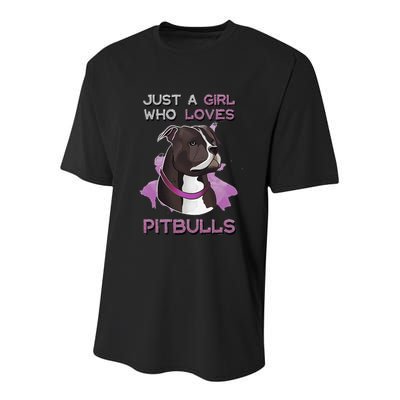 Just A Who Loves Pitbulls Funny Pitbull Dog Owner Quote Youth Performance Sprint T-Shirt