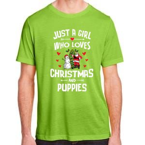 Just A Who Loves Christmas And Puppies Gift Meaningful Gift Adult ChromaSoft Performance T-Shirt